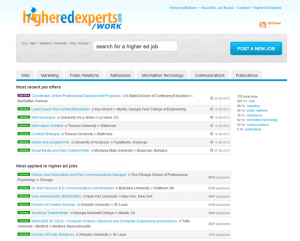 Old version of the Higher Ed Experts Job Board