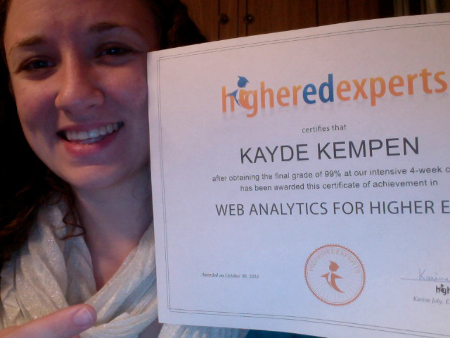 Higher Ed Experts 2013 Grads: Kayde Kempen, Web Content Specialist at the University of Wisconsin Oshkosh