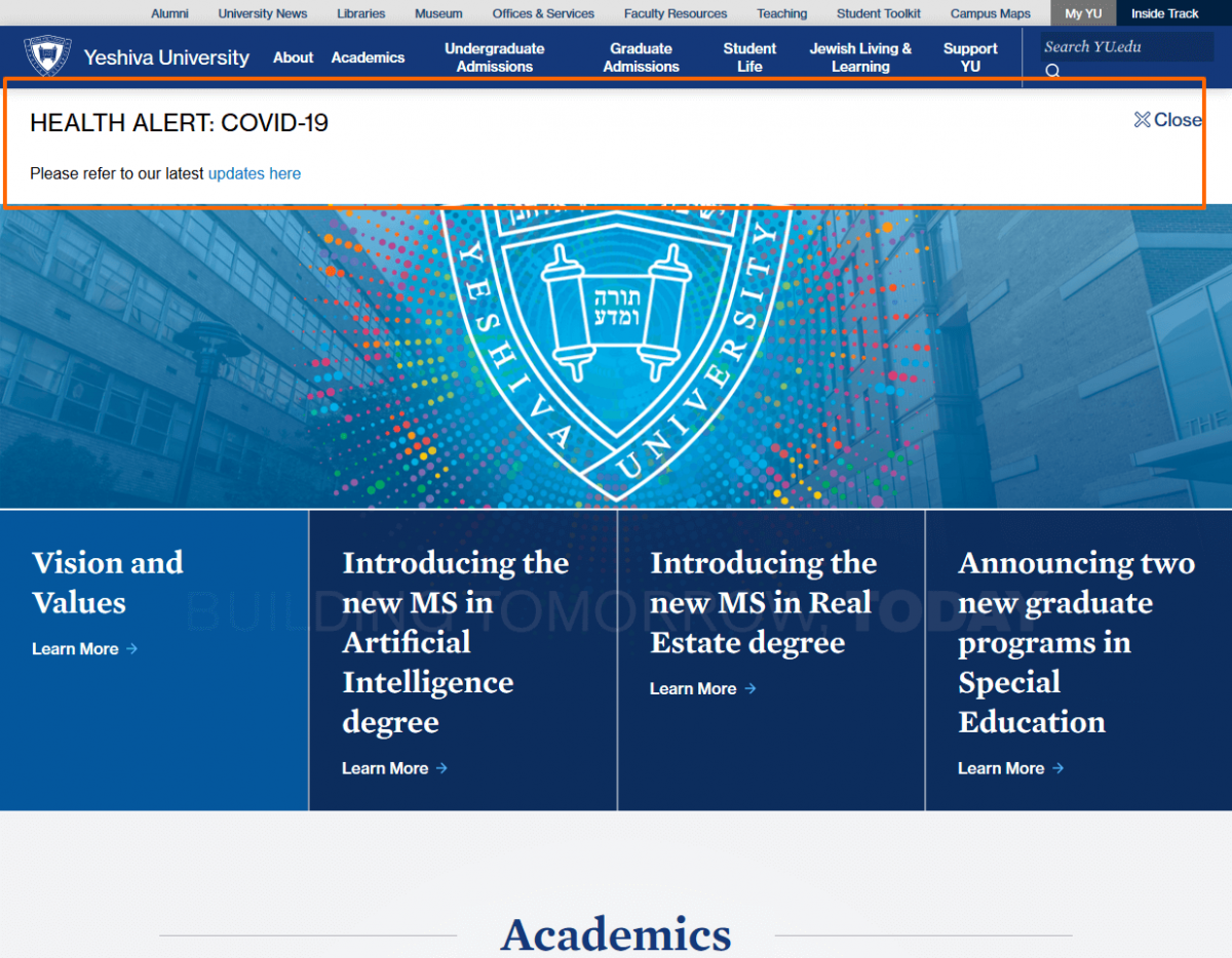 Coronavirus Yeshiva University