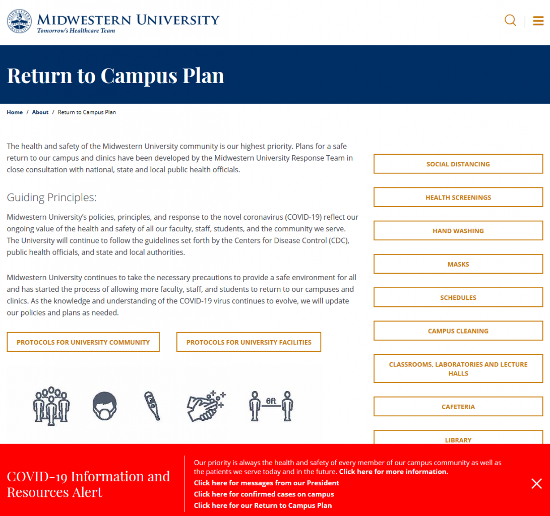 Midwestern University (Downers Grove, IL & Glendale, AZ) - Return to Campus Plan 